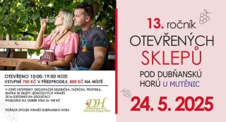 Otevřené sklepy pod Dubňanskou horou – 24. 5. 2025! Přijďte ochutnat skvělá vína a užít si jedinečnou atmosféru mezi...